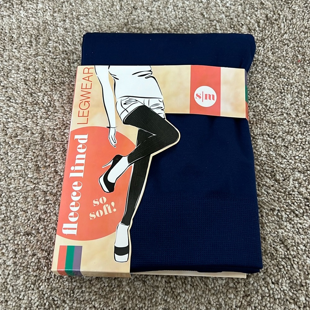 Fleece Lined Legwear • Navy Blue Leggings
